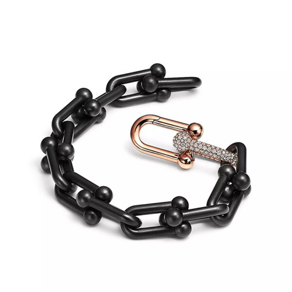 Bracelete Tiffany HardWea de Elos Médios em preto e rose