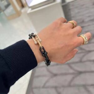 Bracelete Tiffany HardWea de Elos Médios em preto e rose