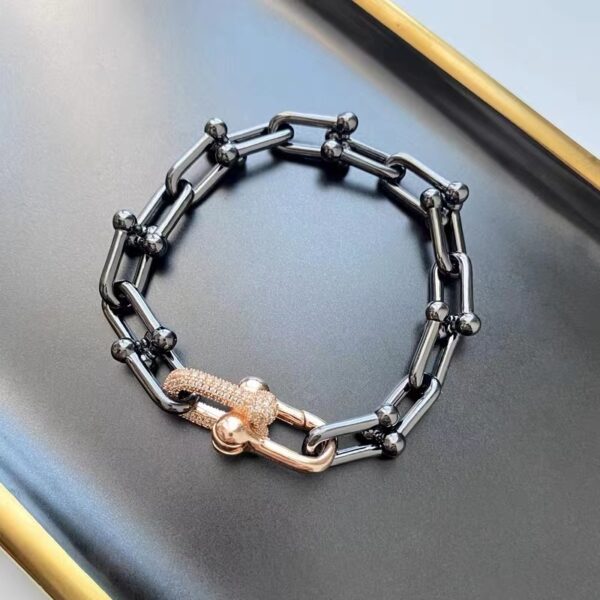 Bracelete Tiffany HardWea de Elos Médios em preto e rose